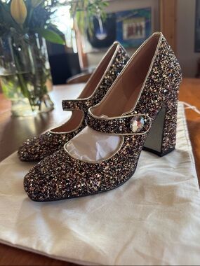 J Crew Glitter Mary Jane Heels. Brand new.